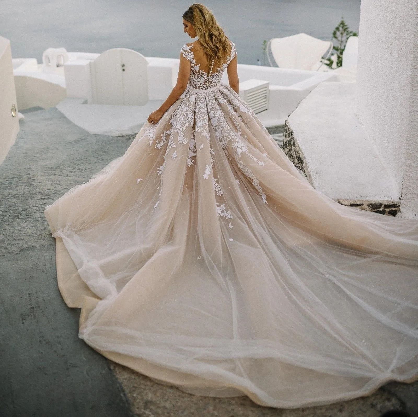 2 In 1 Lace Mermaid Sleeveless Floor Length Wedding Gown Dress